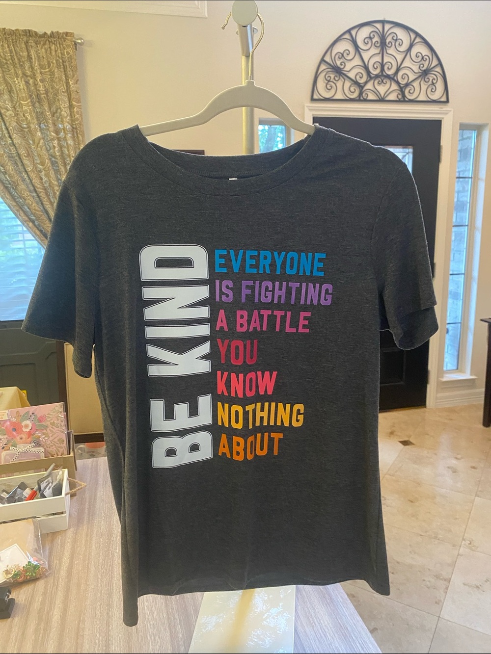 Adult short Sleeve 'Be Kind' Graphic Tee - Charcoal